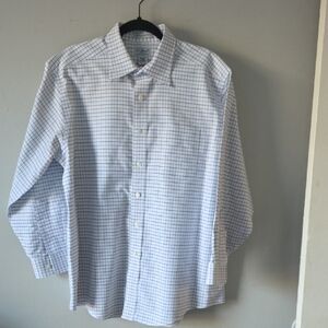 L.L. Bean Men's Cotton Blue & White Checkered Long Sleeve Button Down Shirt